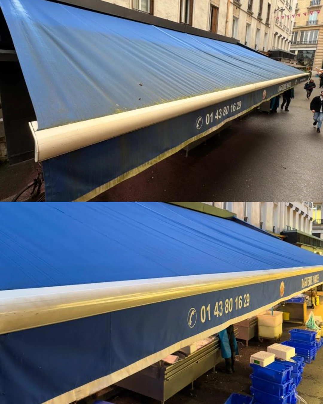 store-avant-apres-nettoyage-paris Store banne propre après nettoyage professionnel StoreWash