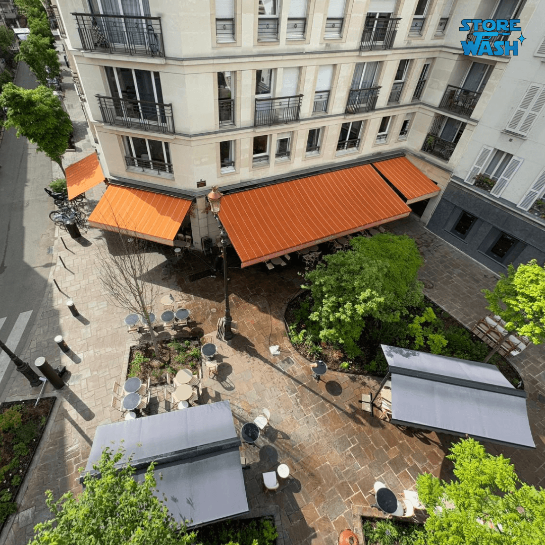 store banne orange propre store banne orange après nettoyage pro